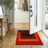 Geometric Modern Vibrant Red Geometric Modern Area Rug