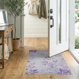 Purple Purple Floral Grey Area Rug