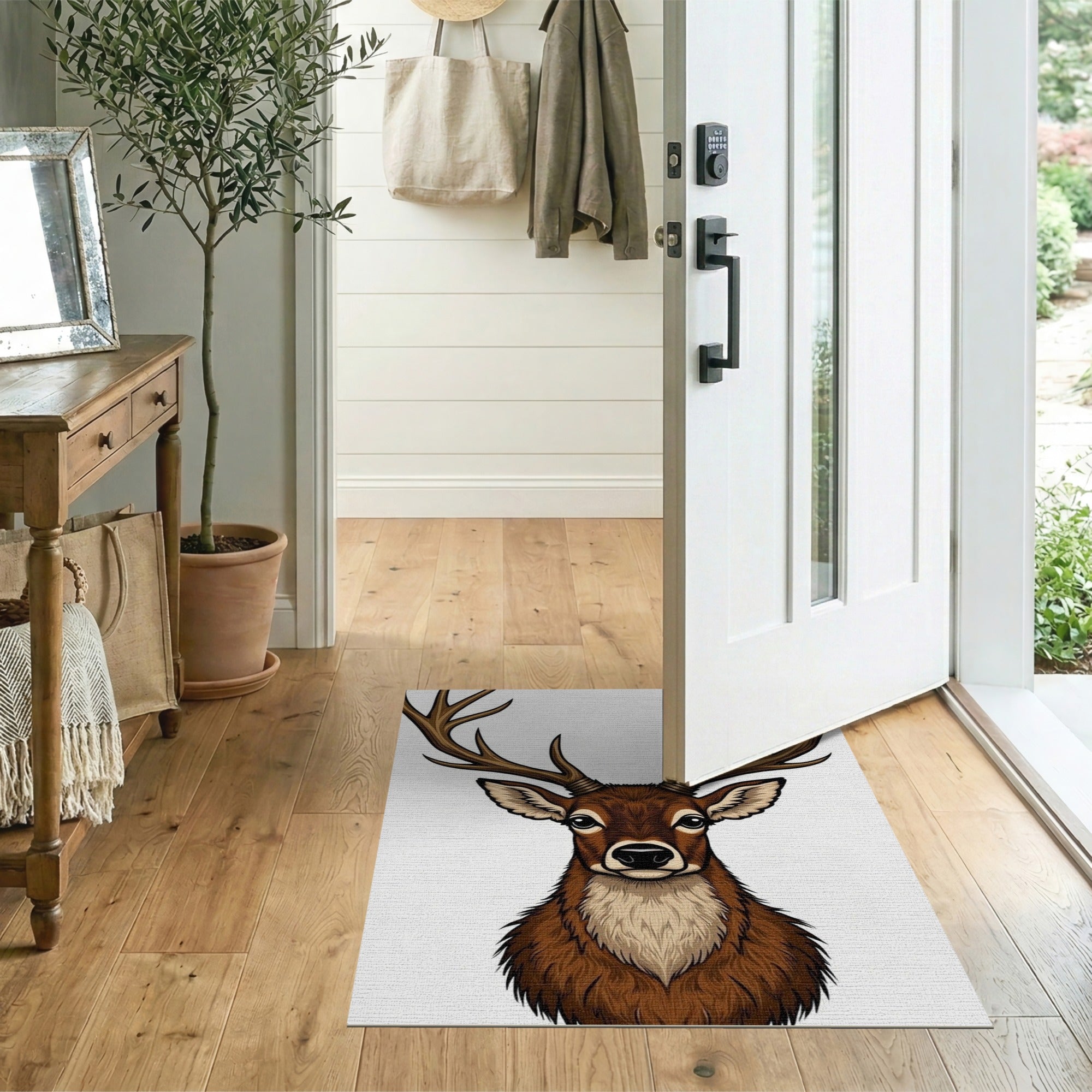 Majestic Antlered Deer Head Area Rug
