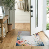 Pink Gold Floral Frame Area Rug