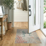 Teal Seahorses Coastal Area Rug
