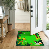 Playful Jungle Giraffes Kids Cartoon Area Rug