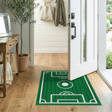 Green Geometric Modern Soccer Field Green Area Rug