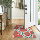Vibrant Red Gerbera Daisy Floral Area Rug