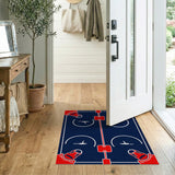 Navy Blue Bull Hockey Rink Geometric Area Rug