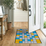 Bold Geometric Blue, Yellow Gray Area Rug