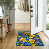 Vibrant Yellow Iris Floral Area Rug