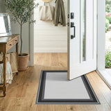 Geometric Modern Border Grey Geometric Border Area Rug