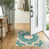 Traditional Persian Blue and Teal Teal Mandala Persian Area Rug