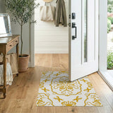 Gold Ornate Floral Butterfly Area Rug