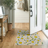 Whimsical Smiling Daisy Cartoon Area Rug