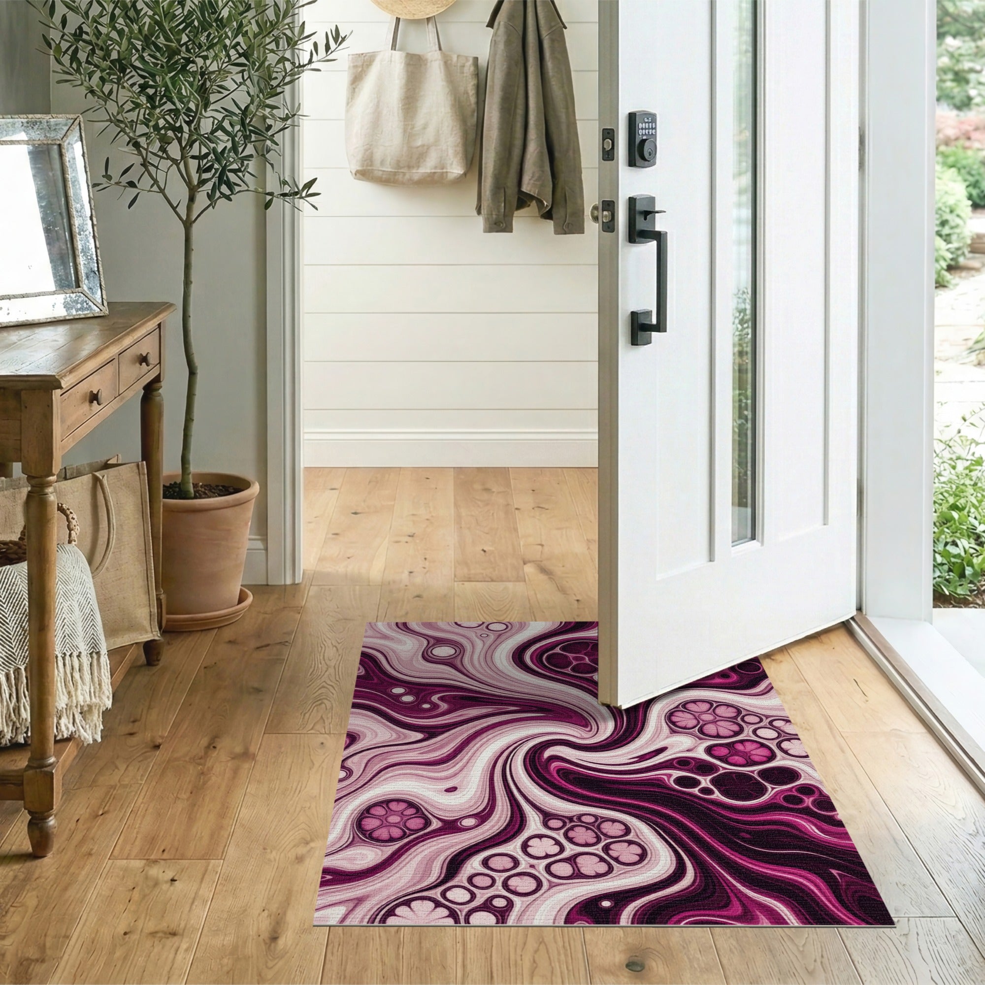 Pink Pink Purple Swirl Abstract Area Rug