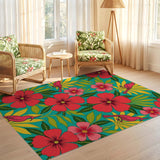 ODIKA Tropical Floral Bird Washable Area Rug, Low Pile Non-Slip Indoor Carpet