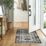 Grey Grey Southwestern Tribal Area Rug