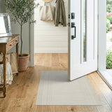 Beige and Neutral Beige Striped Textured Woven Area Rug