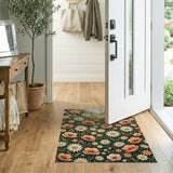 Coral Poppy and Daisy Wildflower Meadow Rug