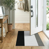 Asymmetrical Black White Stripe Area Rug