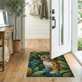 Cute Baby Leopard Peeking Through Jungle Leaves Rug