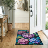 ODIKA Hydrangea Floral Machine Washable Rug - Low Pile Non-Slip Indoor Area Rug