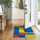 Bold Blue Yellow Red Geometric Area Rug