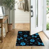 Blue Cherry Blossom Butterfly Geometric Area Rug