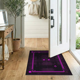 Pink Geometric Circuit Grid Area Rug