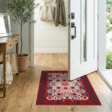 Red Red Persian Floral Motif Area Rug