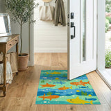 Cartoon Sharks Ocean Adventure Area Rug