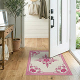 Pink Elegant Pink Floral Medallion Area Rug