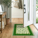 Floral Vintage Shamrock Clover Green Area Rug