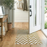 Gold Chevron Geometric Area Rug