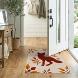 Autumn Fox Silhouette with Fall Leaves Area Rug