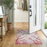 Vintage Pink Sakura Blossom Area Rug
