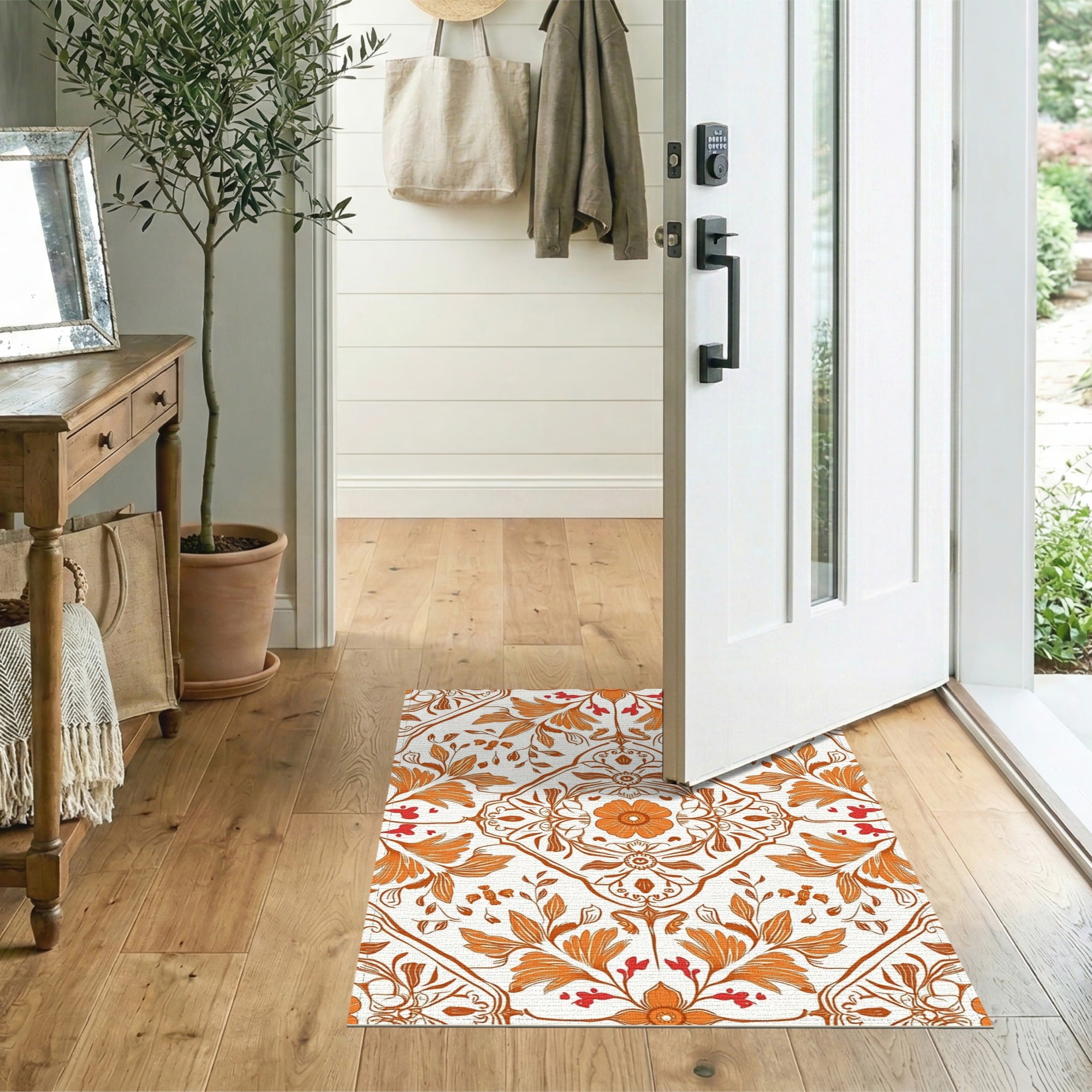 Floral Vintage Orange Floral Vintage Area Rug