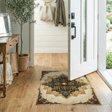Ornate Gilded Acanthus Leaf Mandala Rug