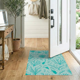 Teal Coral Reef Dolphin Area Rug