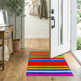 Vibrant Multi-Color Striped Geometric Modern Area Rug