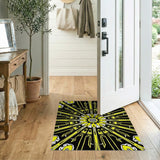 Bold Yellow Sunburst Geometric Area Rug