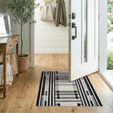 Geometric Modern Black and White Modern Black White Geometric Stripe Rug