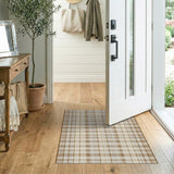 Beige and Neutral Beige Plaid Check Area Rug