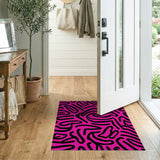 ODIKA Modern Pink & Black Abstract Doodle Washable Area Rug - Low Pile & Non-Slip