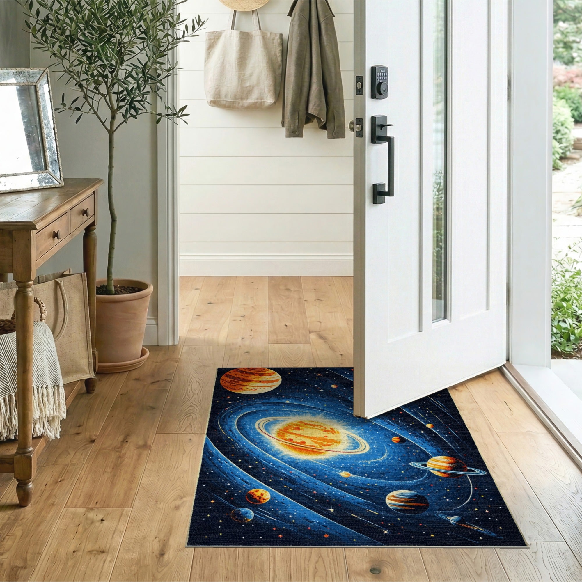 Swirling Cosmic Solar System Area Rug