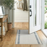 Blue and Ivory Vertical Stripe Area Rug