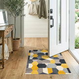 Geometric Modern Yellow Hexagon Geometric Area Rug