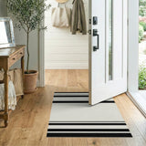 Black White Bold Stripe Area Rug