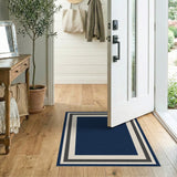 Navy Blue Framed Border Area Rug