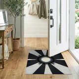 Black White Radial Sunburst Geometric Area Rug