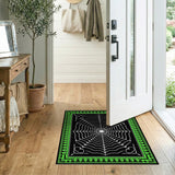 Spider Web Area Rug with Neon Green Border