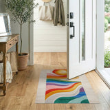 Radiant Sunburst Waves Multi-Color Area Rug