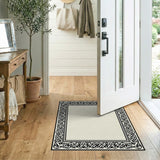 Ornate Black Filigree Beige Area Rug